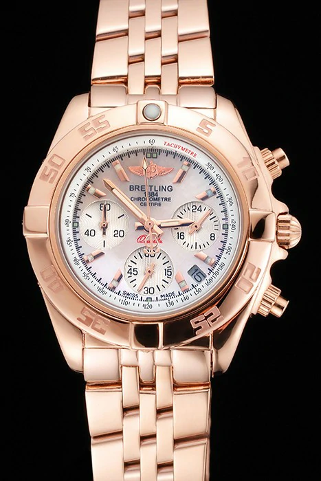 Breitling Chronomat Quartz Pearl Dial Rose Gold Case And Bracelet new122885
