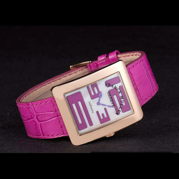 Franck Muller Infinity Rose Gold Bezel Fuchsia Croco Bracelet new59296