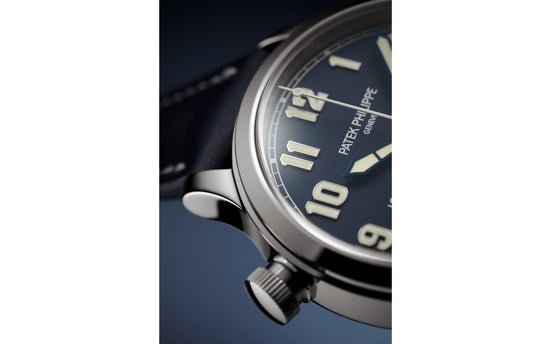 Patek Philippe Replica Watch Complication, 18k White Gold, Calatrava Pilot Travel Time 37,5mm, 7234G-001