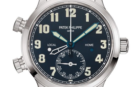 Patek Philippe Replica Watch Complication, 18k White Gold, Calatrava Pilot Travel Time 37,5mm, 7234G-001
