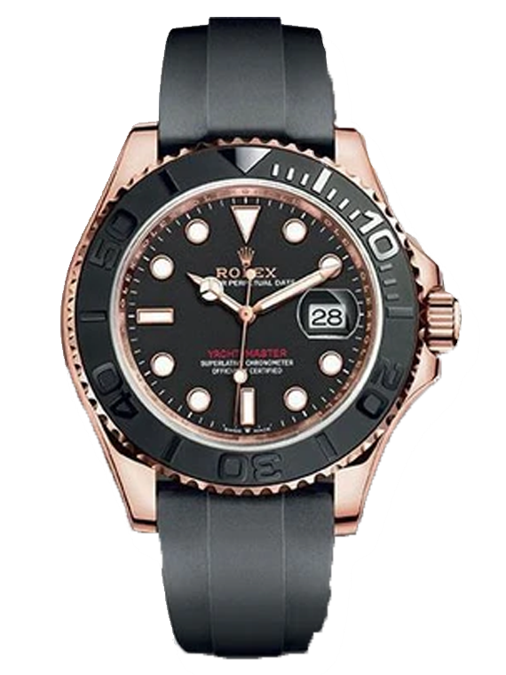 Replica Rolex Yacht-Master 126655 18k Everose Gold on Oysterflex Strap